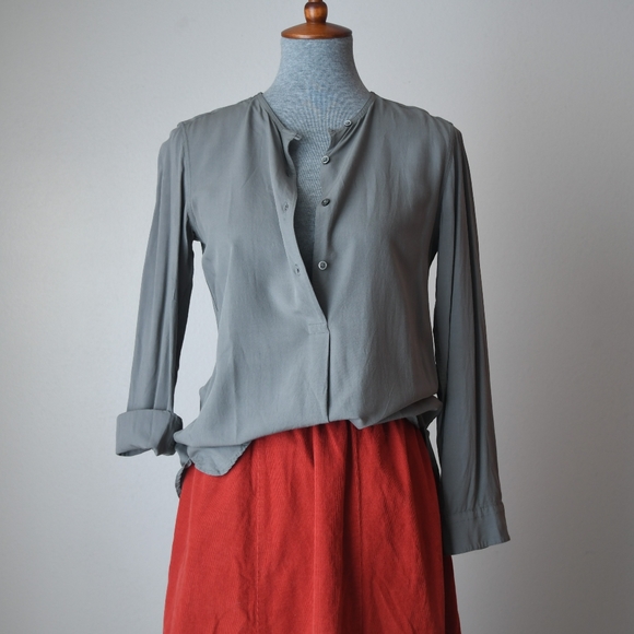 Uniqlo x Lemaire Tops - Uniqlo x Lemaire Collarless Long Sleeve Shirt